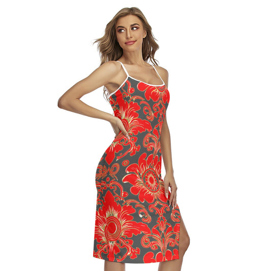 All-Over Print Women's Back Cross Cami Dress