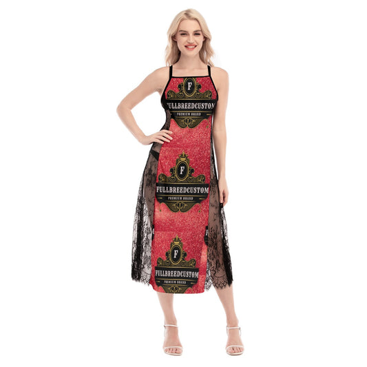 All-Over Print Women's Lace Cami Cross Back Dress