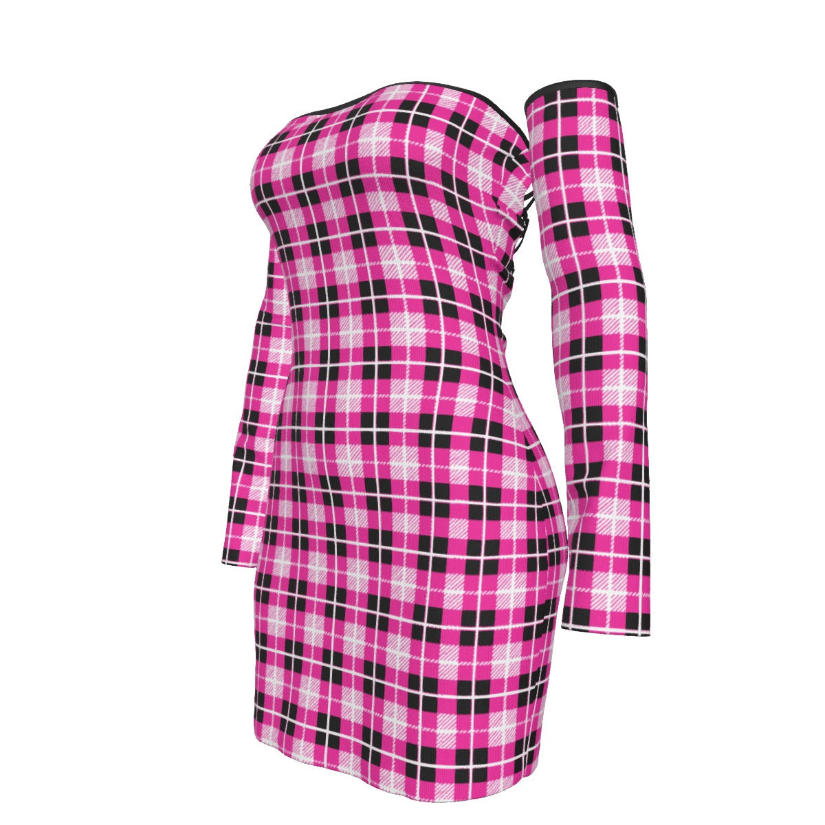 All-Over Print Women's Off-shoulder Back Lace-up Dress