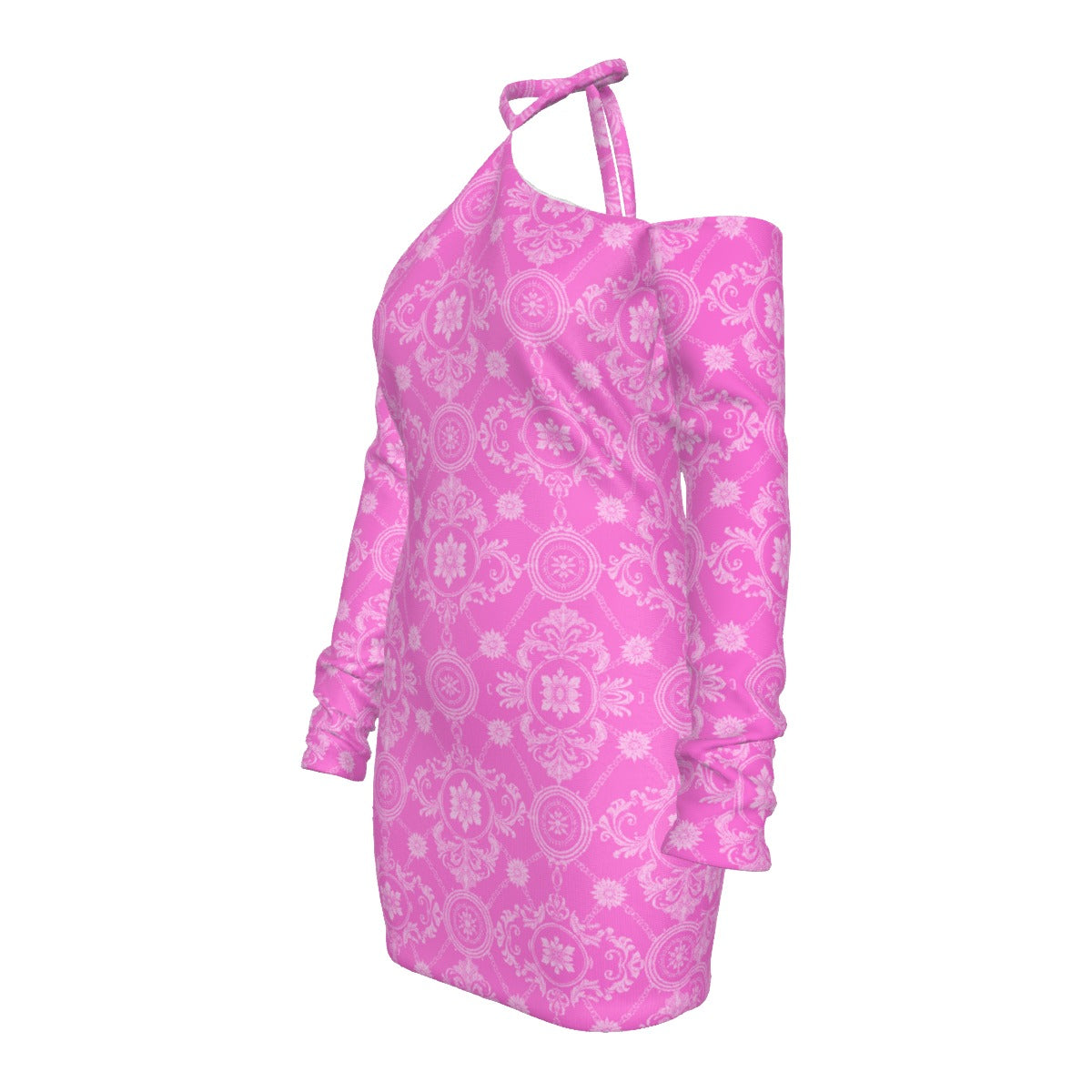 All-Over Print Women's Halter Lace-up Dress