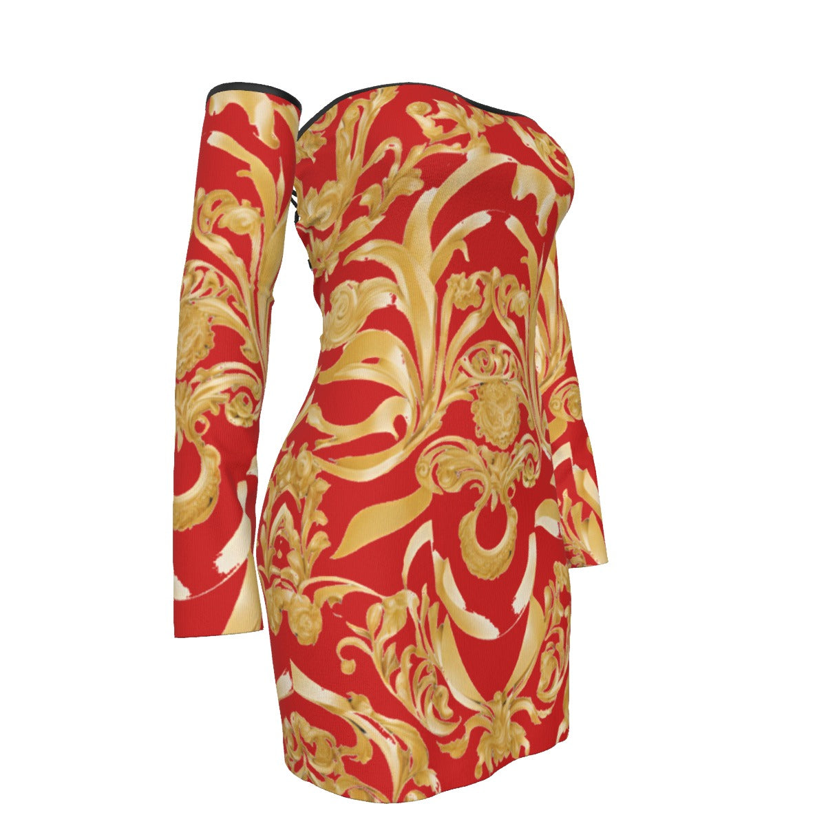 All-Over Print Women's Off-shoulder Back Lace-up Dress