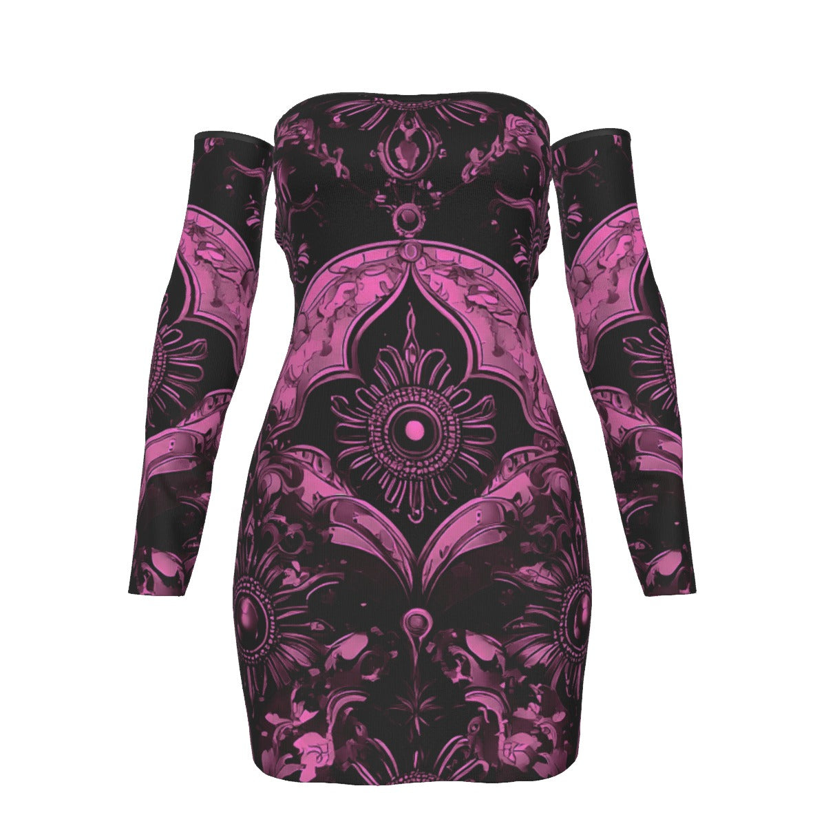 All-Over Print Women's Off-shoulder Back Lace-up Dress