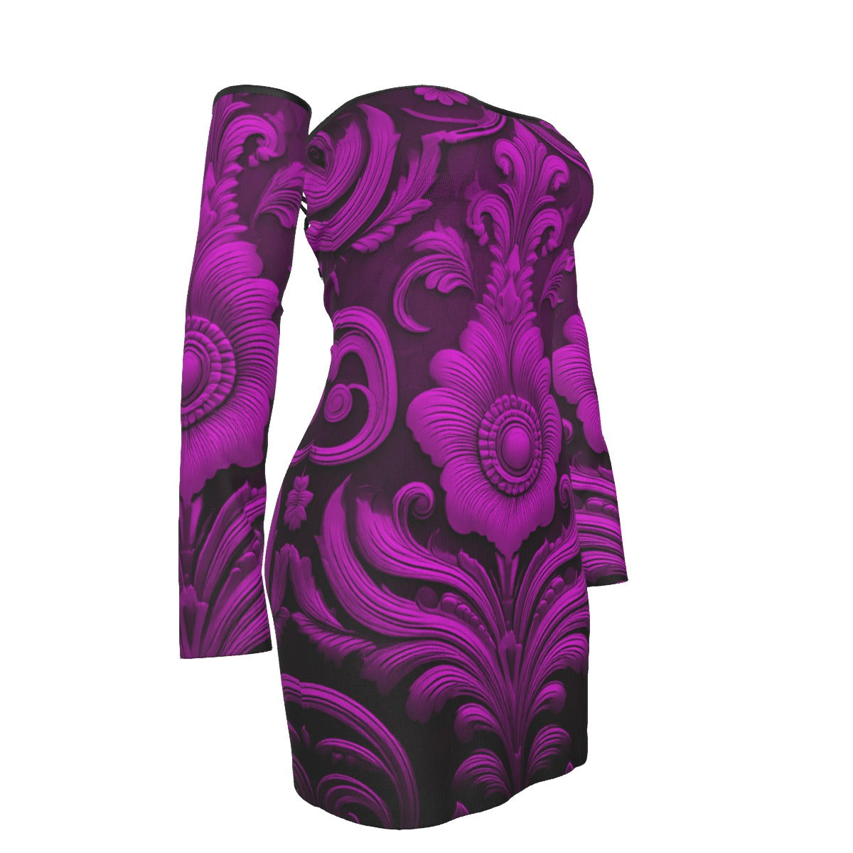 All-Over Print Women's Off-shoulder Back Lace-up Dress