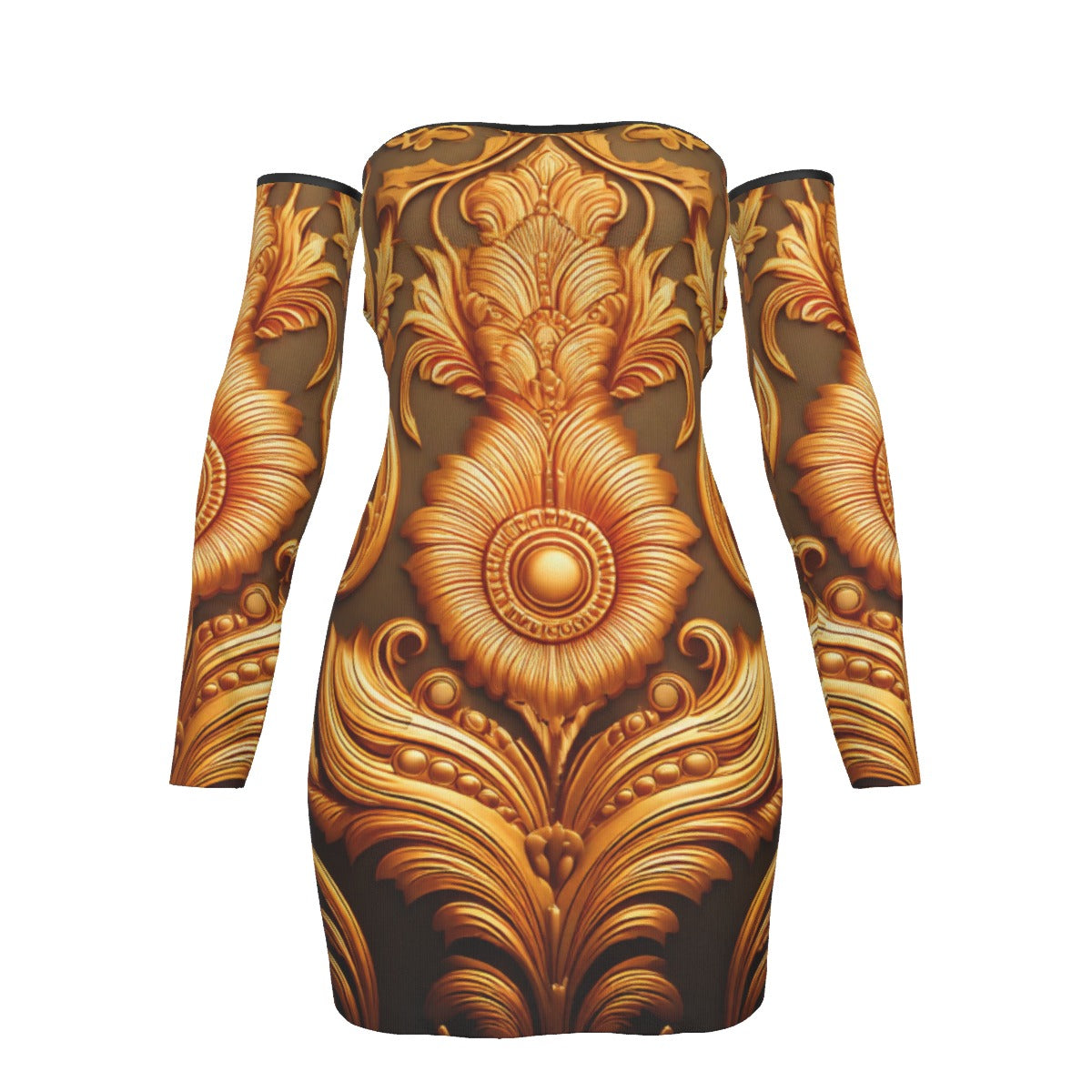 All-Over Print Women's Off-shoulder Back Lace-up Dress