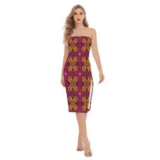 All-Over Print Women's Side Split Tube Top Dress