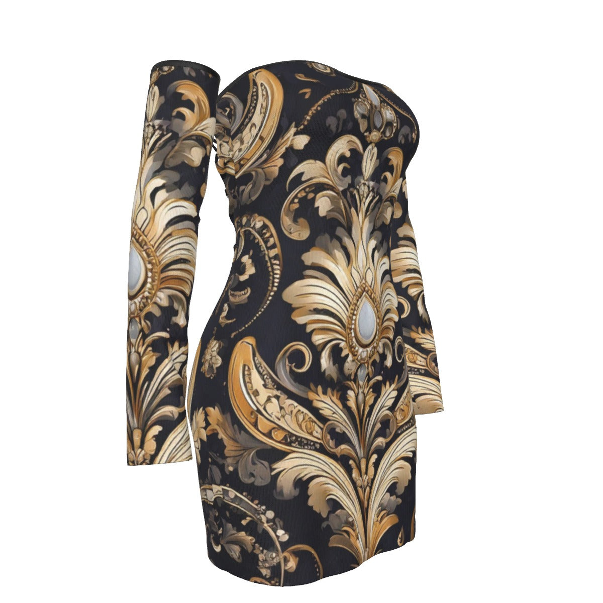 All-Over Print Women's Off-shoulder Back Lace-up Dress