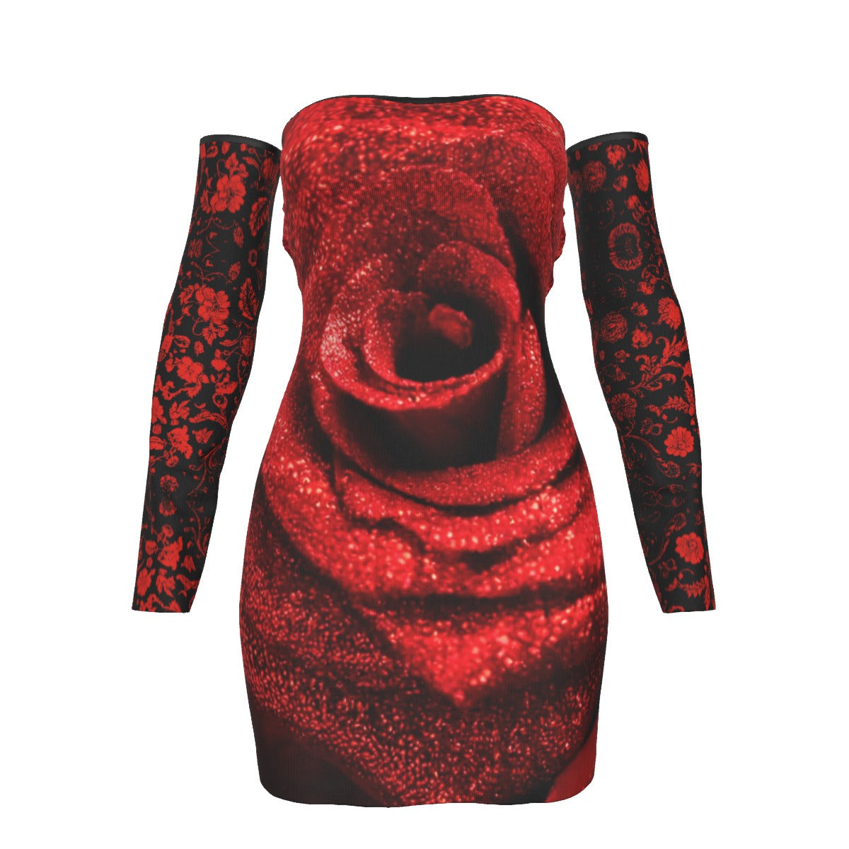 All-Over Print Women's Off-shoulder Back Lace-up Dress