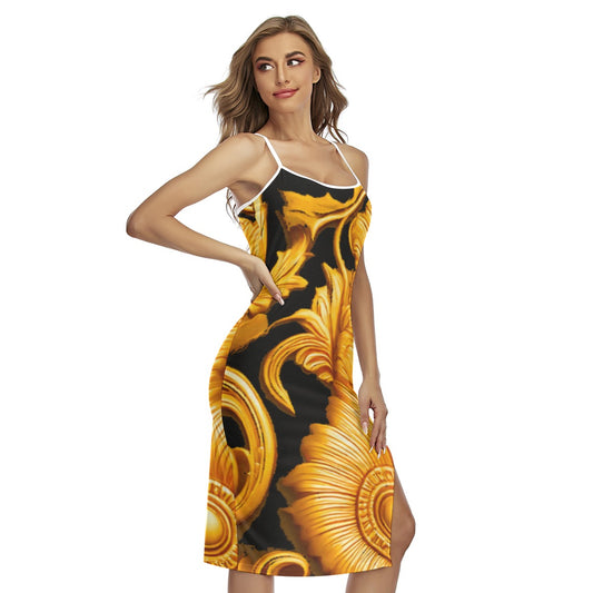 All-Over Print Women's Back Cross Cami Dress