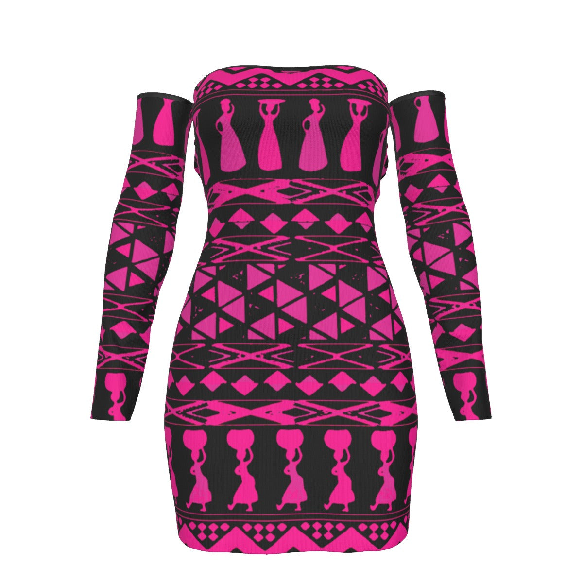 All-Over Print Women's Off-shoulder Back Lace-up Dress