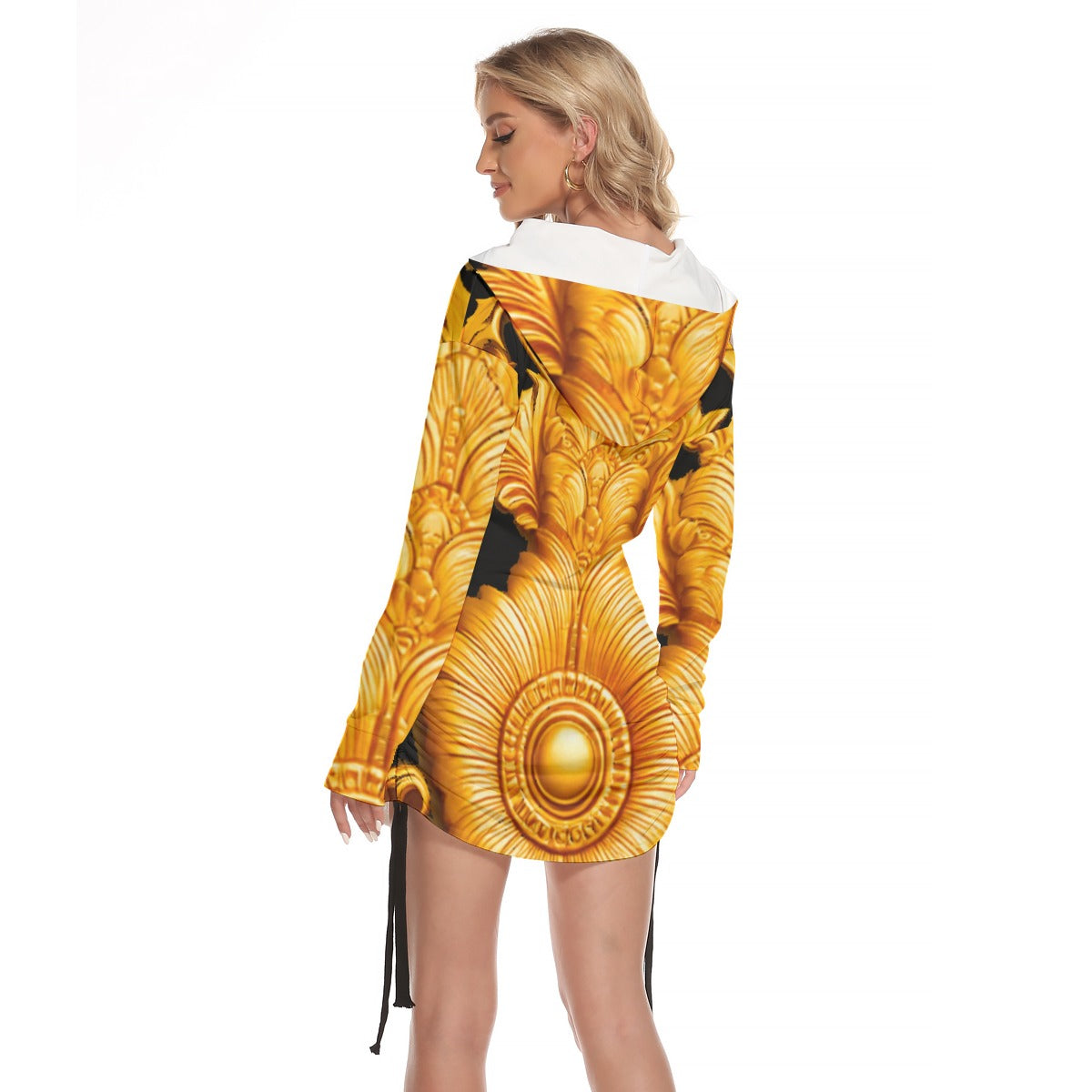 All-Over Print Women's One-shoulder Dress With Waist Shirring