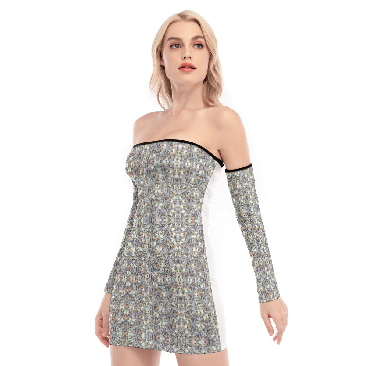 All-Over Print Women's Off-shoulder Back Lace-up Dress