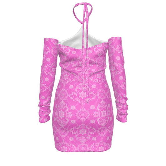 All-Over Print Women's Halter Lace-up Dress