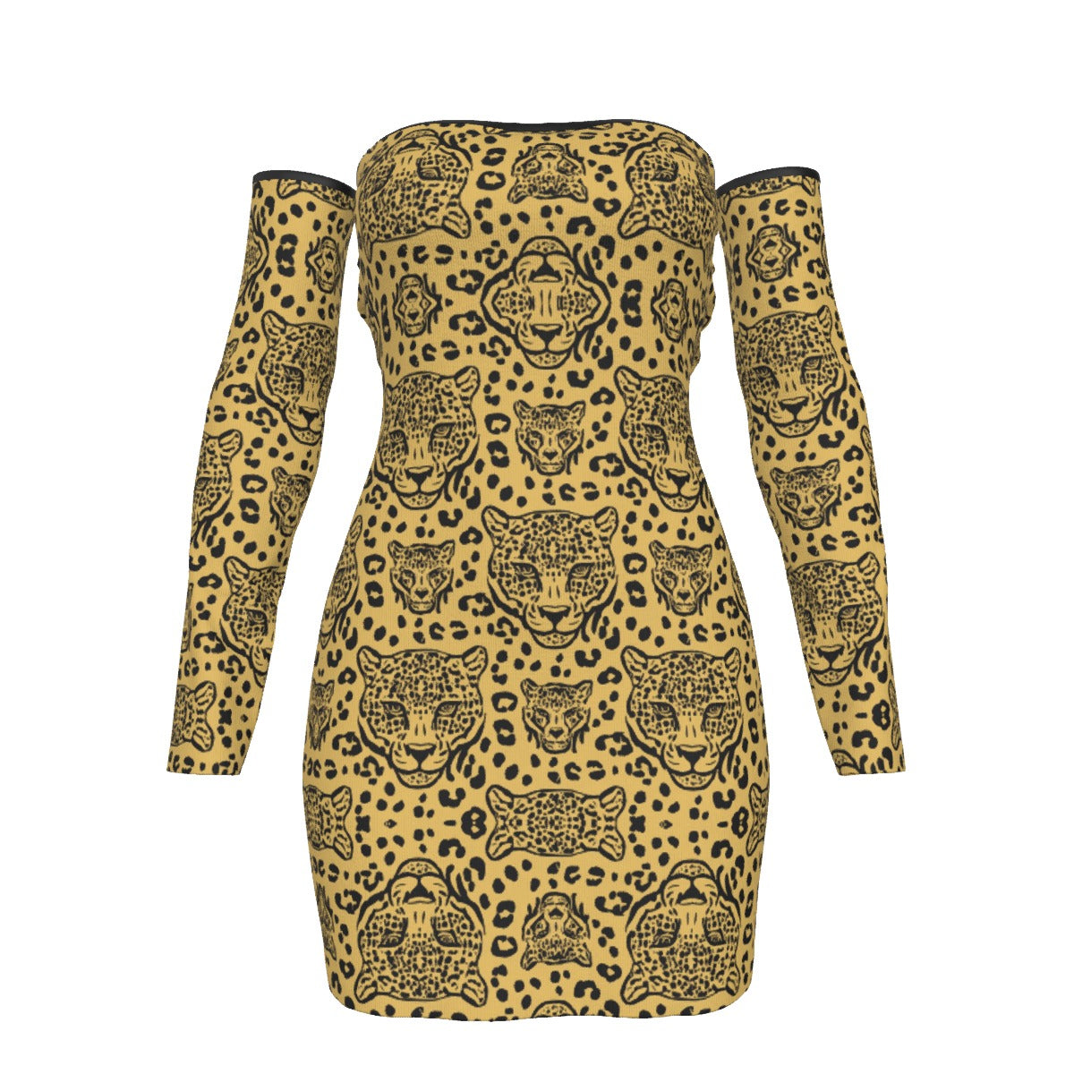 All-Over Print Women's Off-shoulder Back Lace-up Dress