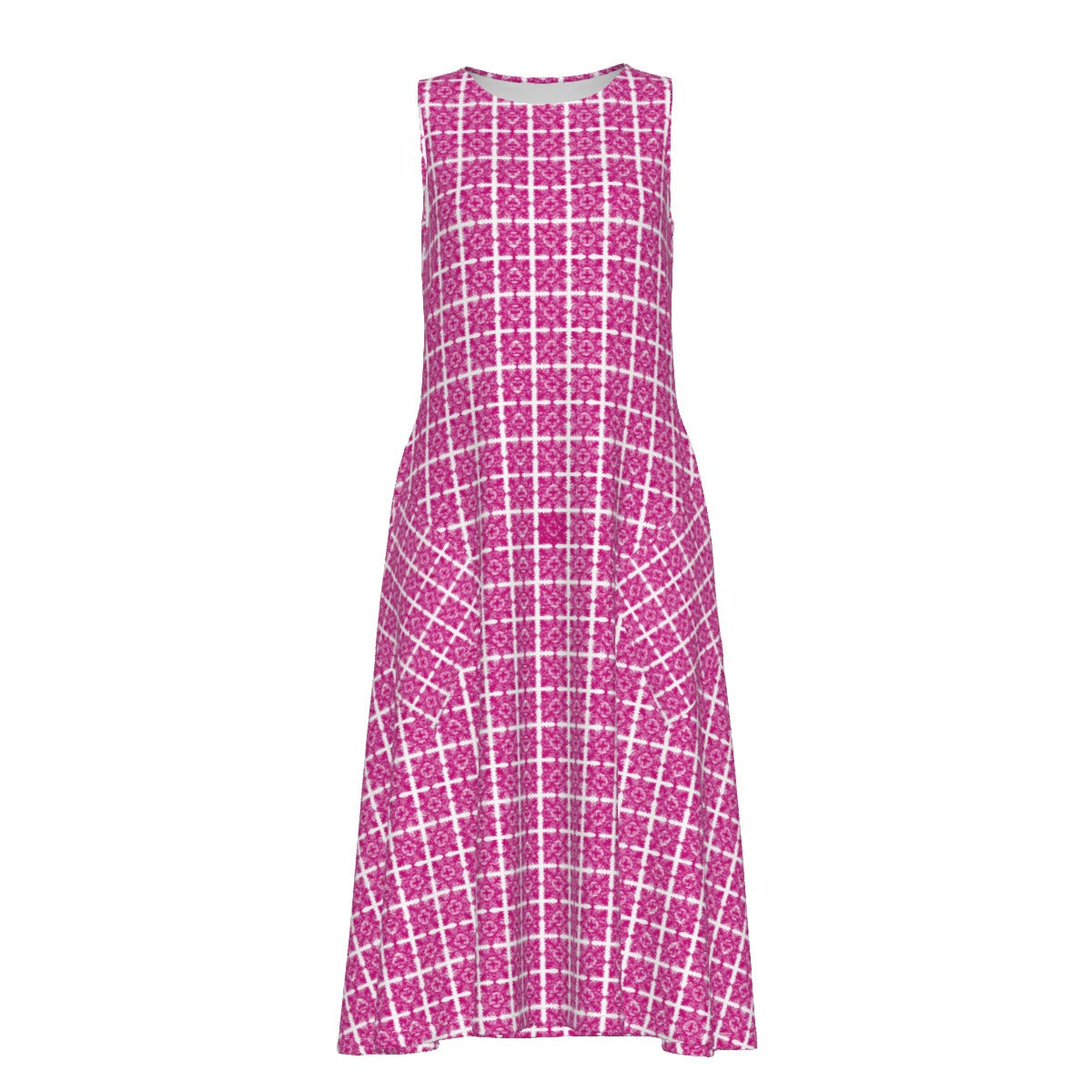 All-Over Print Women's Sleeveless Dress With Diagonal Pocket