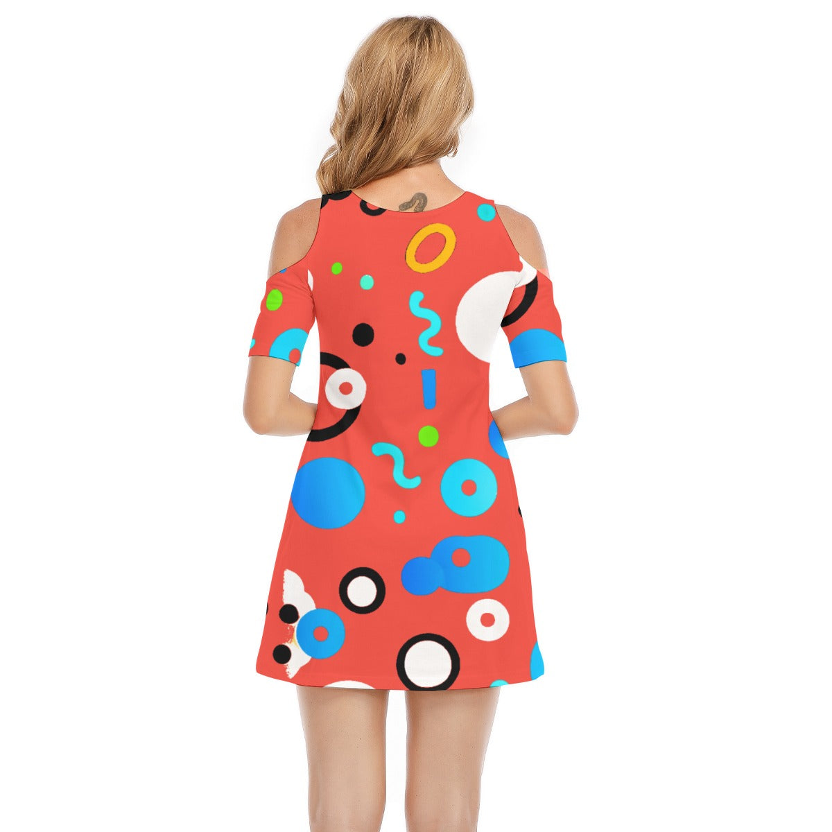 All-Over Print Women's Cold Shoulder Dress | 190GSM Cotton