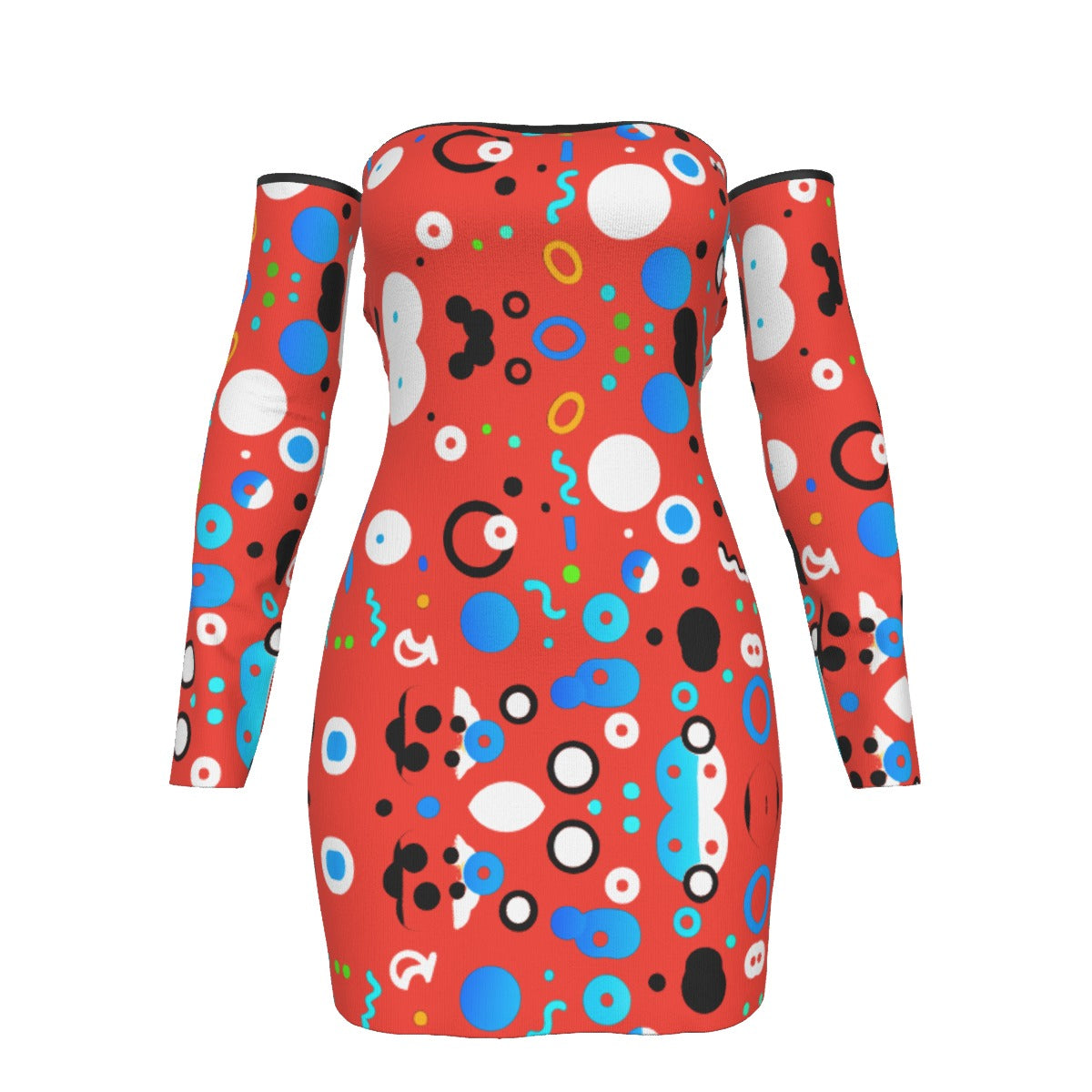 All-Over Print Women's Off-shoulder Back Lace-up Dress