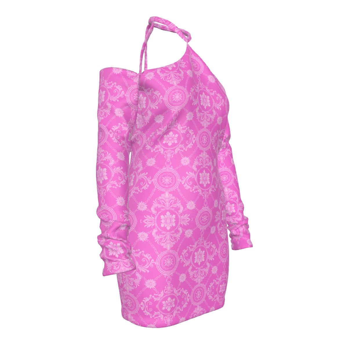 All-Over Print Women's Halter Lace-up Dress