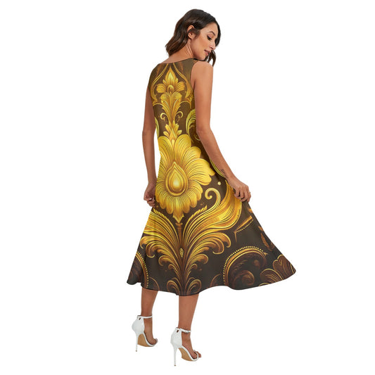 All-Over Print Women's Sleeveless Dress With Diagonal Pocket