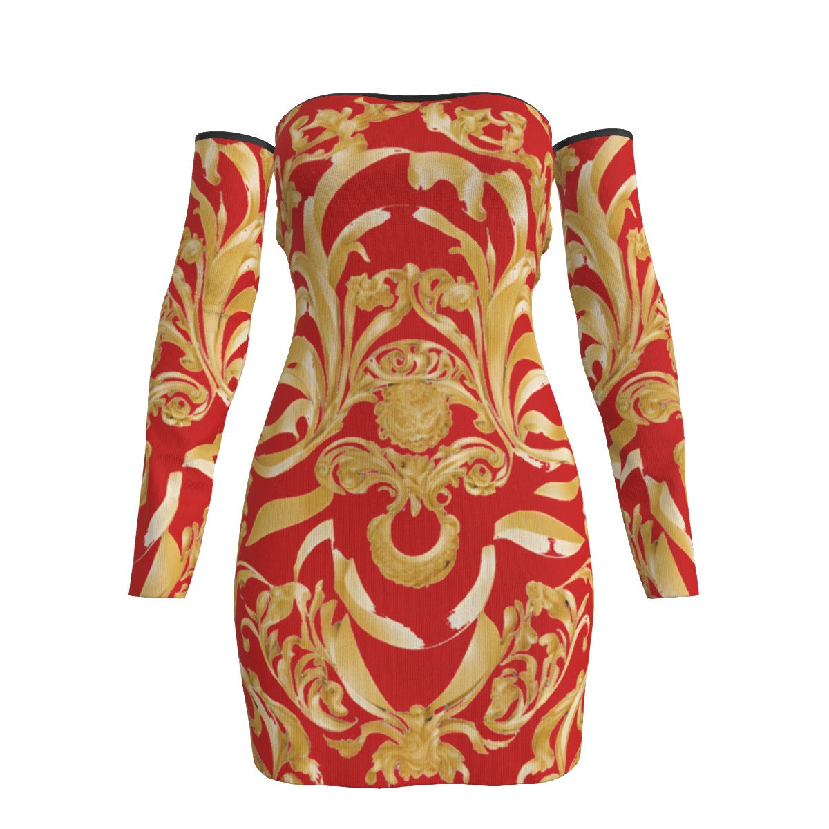 All-Over Print Women's Off-shoulder Back Lace-up Dress