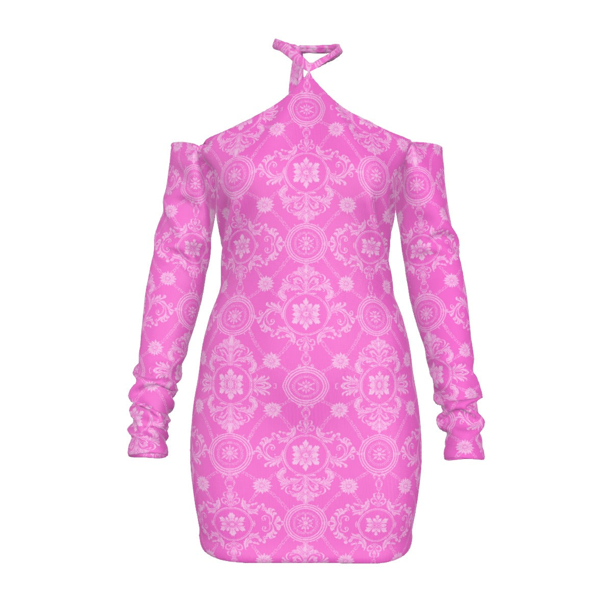 All-Over Print Women's Halter Lace-up Dress