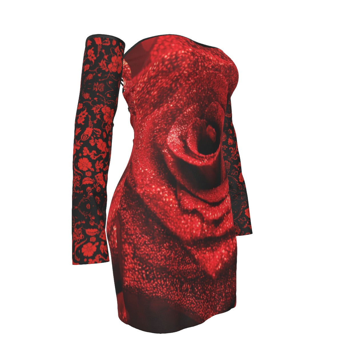 All-Over Print Women's Off-shoulder Back Lace-up Dress