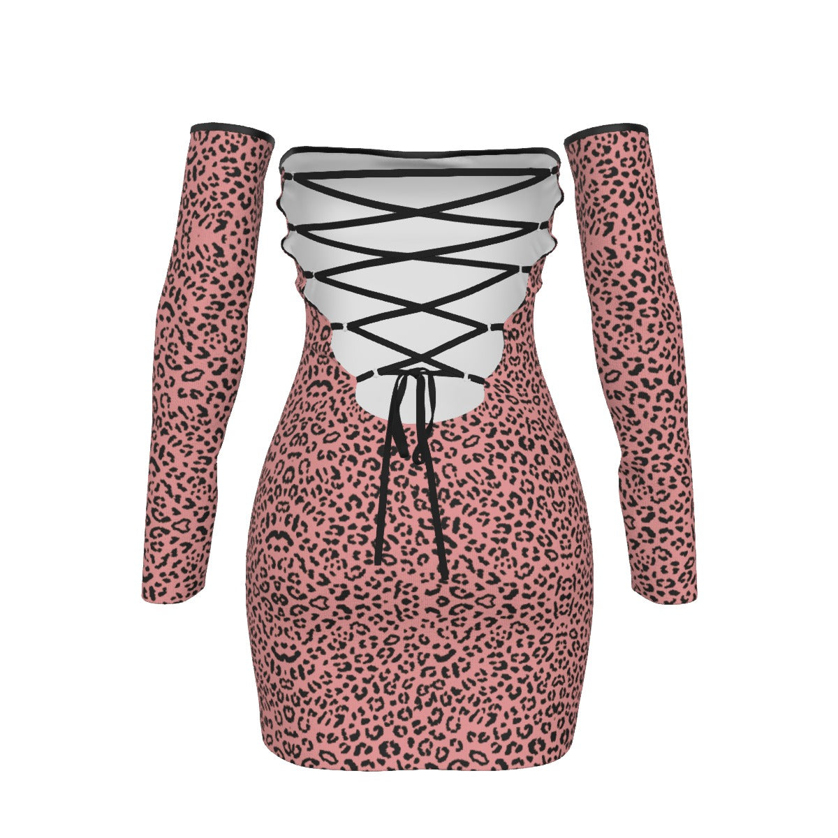 All-Over Print Women's Off-shoulder Back Lace-up Dress